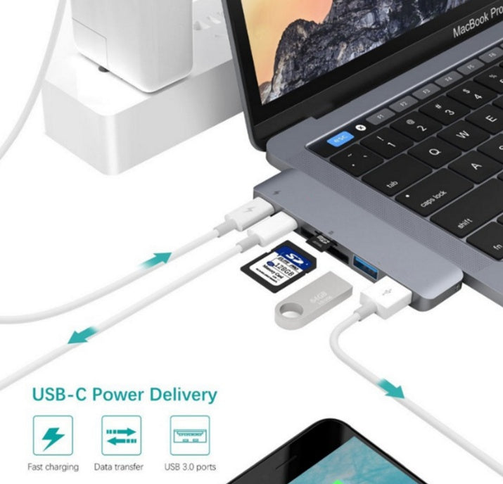 USB-C Hub with SD/TF Card Reader & PD Charging